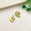 Golden crescent moon and heart charm pendant for DIY jewelry making accessories - Heart Moon (10216)