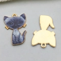 Pendentif chat siamois en alliage doré KC et émail noir pour création de bijoux DIY - Chat Siamois Foncé (19131)