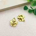 Golden flower-shaped metal pendants with textured petals for DIY jewelry making sets - Flower Style (10222)