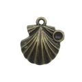 Vintage bronze shell pendant with radial ridges and top loop for DIY jewelry making - Antique Bronze Shell Style B