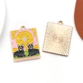 Pendentif tarot La Roue de la Fortune chat noir en émail pour bijoux DIY - Style La Roue de la Fortune (18573)