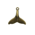 Retro bronze whale tail pendant with antique texture and top ring for DIY jewelry making - Antique Bronze Mermaid Tail
