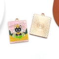 Pendentif tarot doré avec motif de chat noir L'Impératrice et finition en émail - Style L'Impératrice (18575)