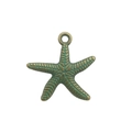 Vintage starfish charm in antique bronze finish with teal patina for DIY jewelry making - Antique Bronze Starfish Style C