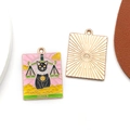 Pendentif tarot chat noir Justice en émail doré pour la création de bijoux DIY - Style La Justice (18576)