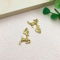Golden alloy deer pendants with vintage floral texture for DIY jewelry making - Christmas Reindeer (10229)