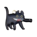 Dark style black enamel cat pendant with knife detail and metal ring connector - Funny Black Cat (19121)