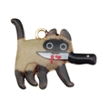 Siamese cat assassin alloy pendant charm with small knife for DIY jewelry making - Funny Siamese Cat (19122)