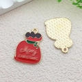 Christmas red gift bag alloy charm with Merry Christmas gold text for DIY jewelry making - Red Gift Bag (14277) / 18x24mm