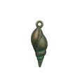 Vintage bronze conch shell pendant with aged green patina finish for DIY jewelry - Antique Bronze Patina Spiral Conch