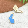 DIY light blue enamel and gold-plated rabbit jewelry charms for necklace making - Lake Blue Bunny (9946)