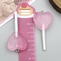 Pendentif sucette cœur en résine rose pailletée avec boucle pour porte-clés DIY - Sucette Cœur Transparent Rose (24551)