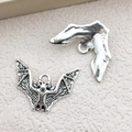 DIY Halloween bat charms in antique silver alloy for making bracelets and necklaces - Bat Design (4081)