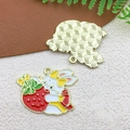 DIY Gold Alloy Easter Rabbit Charm with Red Strawberry for Jewelry Making - Bunny Holding Strawberry (18546)