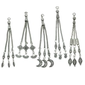 Vintage silver alloy tassel pendants for DIY jewelry making with multiple chain designs - Set of 5 Metal Tassel Charms (SN788)