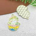 DIY gold alloy Easter bunny pendant charm with colorful enamel oil drip finish - Bunny in Eggshell (18547)