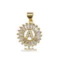 Golden round pendant with letter A featuring sparkling cubic zirconia crystals - Letter A (15x21mm)