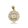 Gold plated copper round pendant with letter B featuring sparkling micro-pave zircons - Letter B (15x21mm)