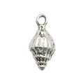Silver metal conch shell charm with realistic spiral texture and integrated loop - Ocean Conch 9x19mm (5033)
