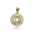 Gold-plated round letter D pendant featuring baguette-cut crystals in a sunburst design - Letter D (15x21mm)