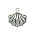 DIY shell pendant in antique silver alloy finish with ribbed texture for jewelry making - Ocean Shell 14x15mm (7450)