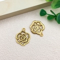 Golden flower charms for jewelry making showing petal details and reverse side texture - Flower Style (11116)