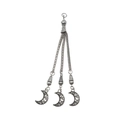 Tibetan silver alloy triple tassel pendant with hollow crescent charms for DIY jewelry - Hollow Crescent Style (18844) / 96x31mm