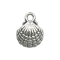 Vintage silver scallop shell pendant in zinc alloy for DIY ocean jewelry making - Shell 10x13mm (9042)