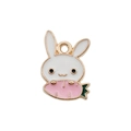 Easter rabbit and carrot enamel charm with gold finish for DIY jewelry crafts - Carrot Rabbit Style (17506)