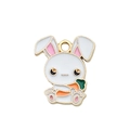 Easter rabbit enamel pendant with carrot and pearl details for DIY jewelry making - Rabbit Hugging Carrot Style (18536)