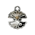 Silver shell charm with inner pearl for DIY jewelry making sea creature necklace pendant - Ocean Shell Pearl 15x13mm (10380)