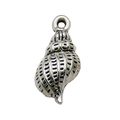 Antique silver conch shell pendant charm for DIY ocean themed jewelry making - Ocean Conch 10x20mm (11188)