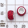 Abalorios redondos de cristal rojo con núcleo de plata sobre papel milimetrado DIY - Cuenta de Agujero Grande con Strass (11550) / 1 Unidad (11mm) / Rojo