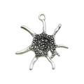 DIY antique silver alloy pendant with textured abstract sun design and circular bail - Ocean Starfish Conch 30x33mm (16303)