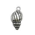 Antique silver sea shell pendant charm for DIY ocean jewelry making and necklaces - Ocean Conch 12x24mm (16305)