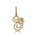 Gold plated hip hop cursive letter pendant with pavé crystals and sparkling bails - Letter G (16079)