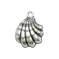 Retro silver shell alloy charm pendant with vintage texture for DIY jewelry making - Ocean Shell 17x22mm (16307)
