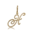 Iced out gold letter H pendant with white stones and polished metallic finish - Letter H (16080)