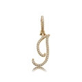 Gold plated cursive letter J pendant necklace with iced out cubic zirconia pavé stones - Letter I (16081)