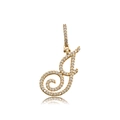 Hip hop gold plated letter J pendant necklace with iced out cubic zirconia pavé setting - Letter J (16082)