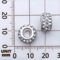 Cuentas espaciadoras plateadas con pedrería transparente para joyas DIY de 10mm - Cuenta de Agujero Grande con Strass (11554) / 1 Unidad (11mm) / Blanco