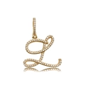 Iced out cursive initial L pendant in gold finish with micro-paved crystals - Letter L (16084)