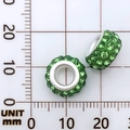 Abalorio de cristal verde esmeralda con núcleo de plata para pulseras y joyas de bricolaje - Cuenta de Agujero Grande con Strass (11556) / 1 Unidad (11mm) / Verde