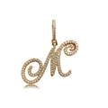 Cursive letter M pendant necklace in gold finish with sparkling pavé micro-zirconia stones - Letter M (16085)