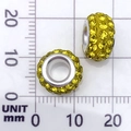 Abalorio de orificio grande con cristales amarillo limón para pulseras y joyas DIY - Cuenta de Agujero Grande con Strass (14127) / 1 Unidad (11mm) / Amarillo