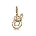Hip hop style gold S-letter pendant with sparkling clear stones and crystal bail - Letter S (16091)