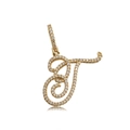 Hip hop style gold letter T pendant necklace with sparkling crystal pave setting - Letter T (16092)