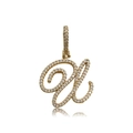 Hip hop style cursive letter pendant in gold finish with sparkling pavé crystals - Letter U (16093)