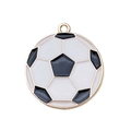 Classic soccer ball pendant with black and white enamel and golden metal loop charm - Soccer Style