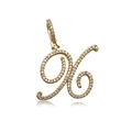 Hip hop style gold letter K pendant with sparkling micro-pave crystals on white background - Letter X (16096)